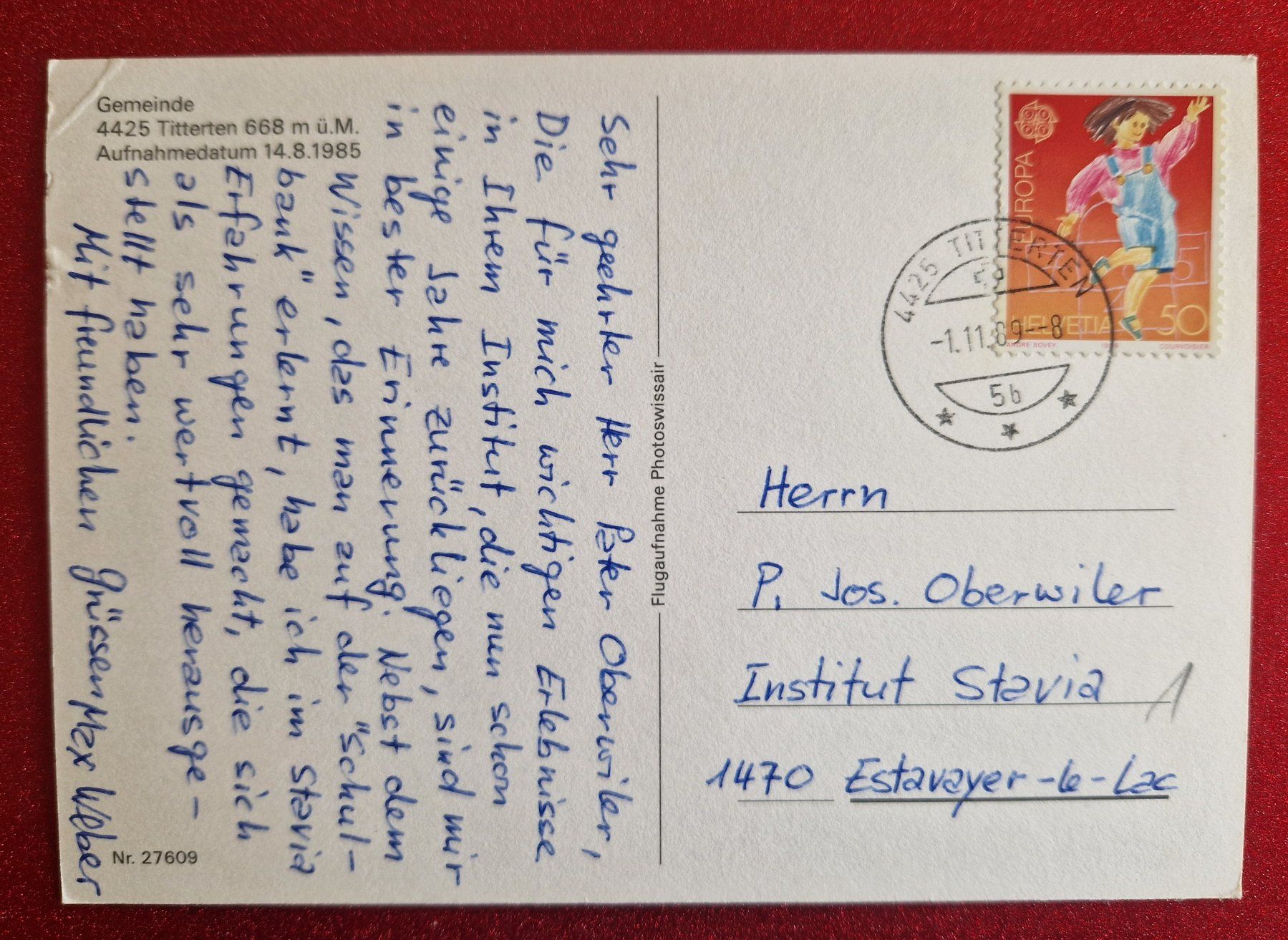 Cartoline postali: Titterten BL 1985 – Usato da Melchnau venduto da Arthurius 1