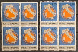 Italien 1965 Tag der Briefmarke 2 Viererblocks L20 MNH **