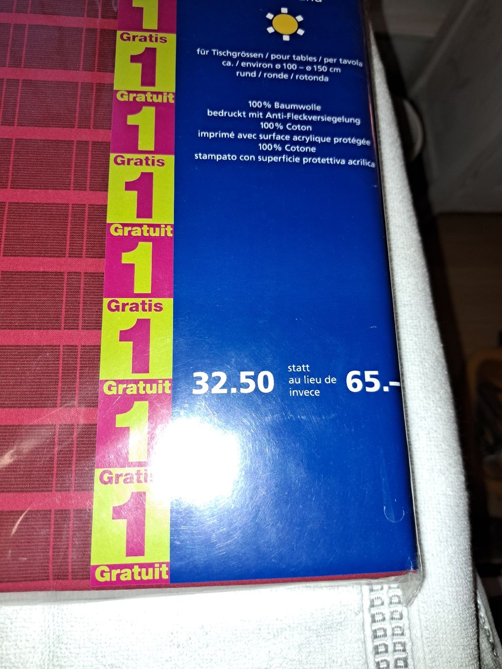 Sonstige Tischwäsche: Neue Tischdecken, 160 cm Durchmesser, – Neu und originalverpackt aus Kölliken von Upcycling-by-Mc-TAM 2