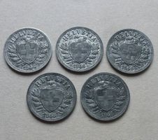 Lot + 5 Stück seltene 2 Rappen 1946