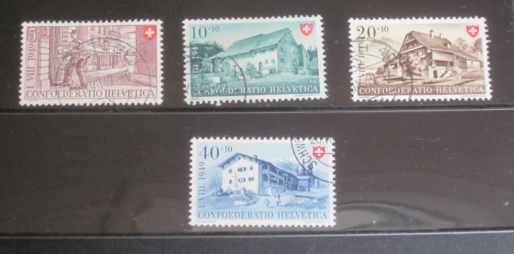 Tutti i francobolli: PP 1949 Berufe und Schweizer Häuser IV ganzer Satz gest. – Usato da Waltenschwil venduto da lehrblaetz55