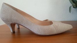 UNISA Echtleder Pumps beige Schlangenmuster Gr. 38 Top!