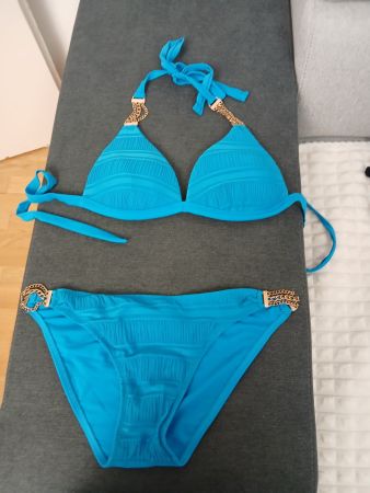 Bikini Blau Goldkette Gr. L Sommer Badeferien Strand
