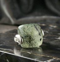 Einzigartiger Design Natur-Prehnit Silberring 925 - Neu