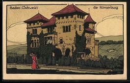 Baden, Römerburg mit Strassenpartie