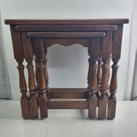 Mid-Century Satztische aus Holz, 3 x Beistelltische Eiche