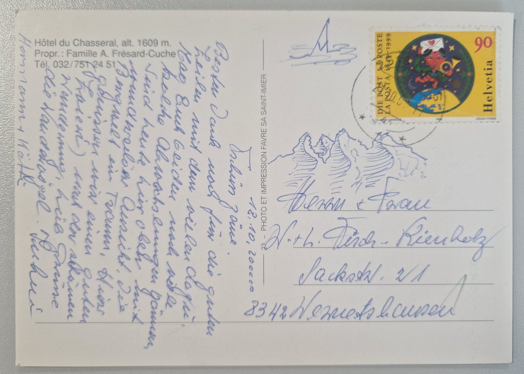 Cartoline postali: Hôtel du Chasseral 2000 – Usato da Melchnau venduto da Arthurius 1