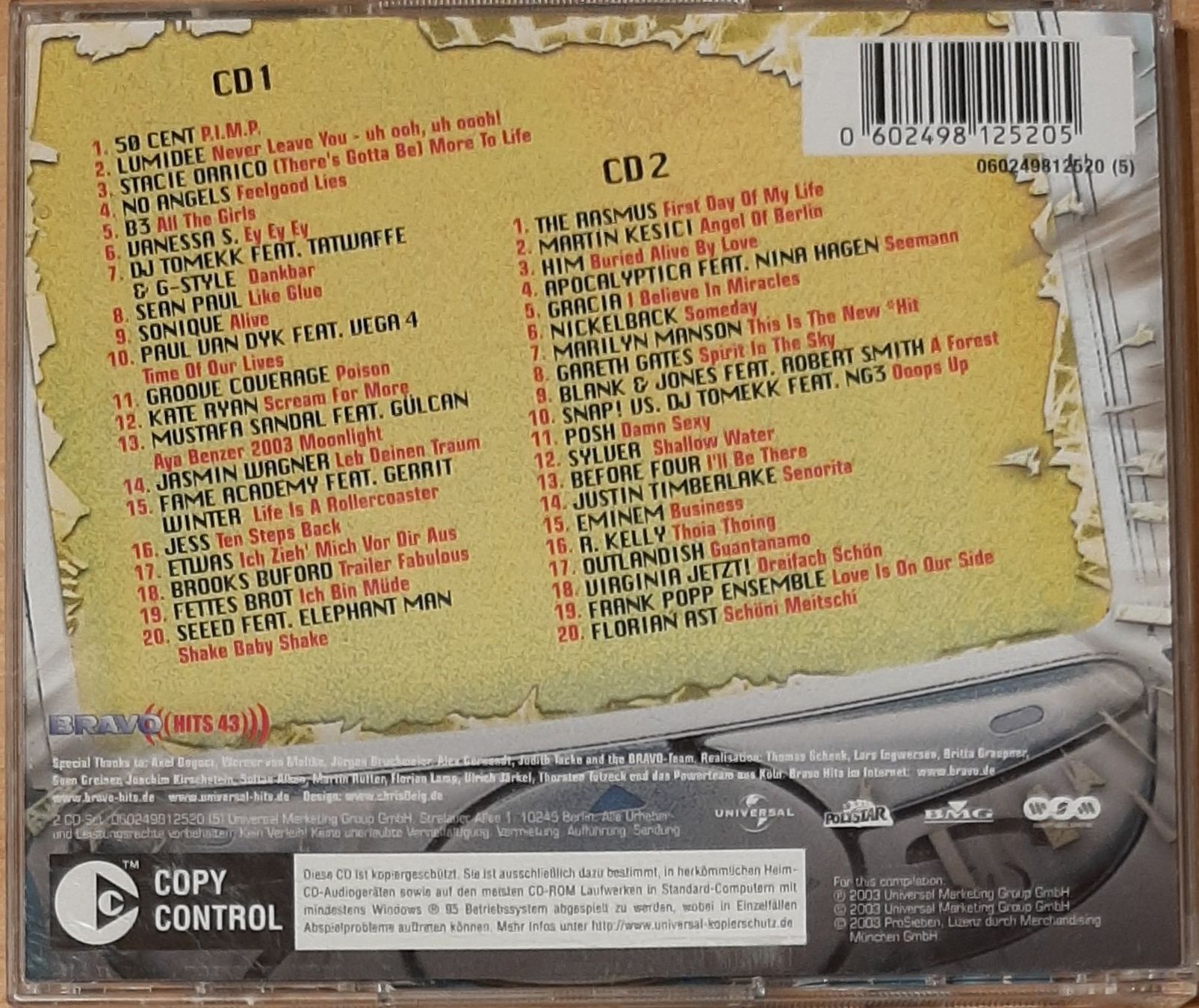 CDs: Bravo Hits 43, Doppel CD, 2003, Hit Compilation, Sampler – Gebraucht aus Amriswil von  1