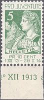 Schweiz 117 Helvetia mit Unterrand+Ausgabedatum postfrisch
