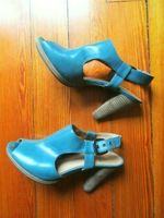 5th AVENUE : Sandales cuir bleu-vert lagenlook 40