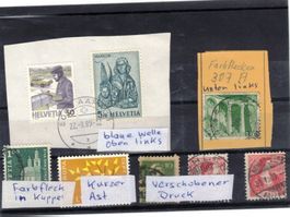Abarten Schweiz Lot kurzer Ast postfrisch Farben Druck