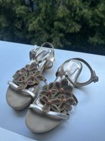 Sandales dorées à fleurs strass Cayetano Giménez,Pointure 37