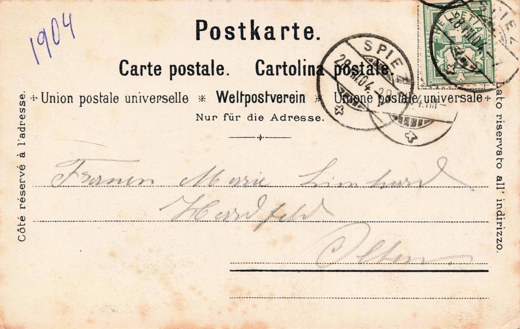 Cartoline postali: Spiez mit schloss – Usato da Biasca venduto da Blenio71 1