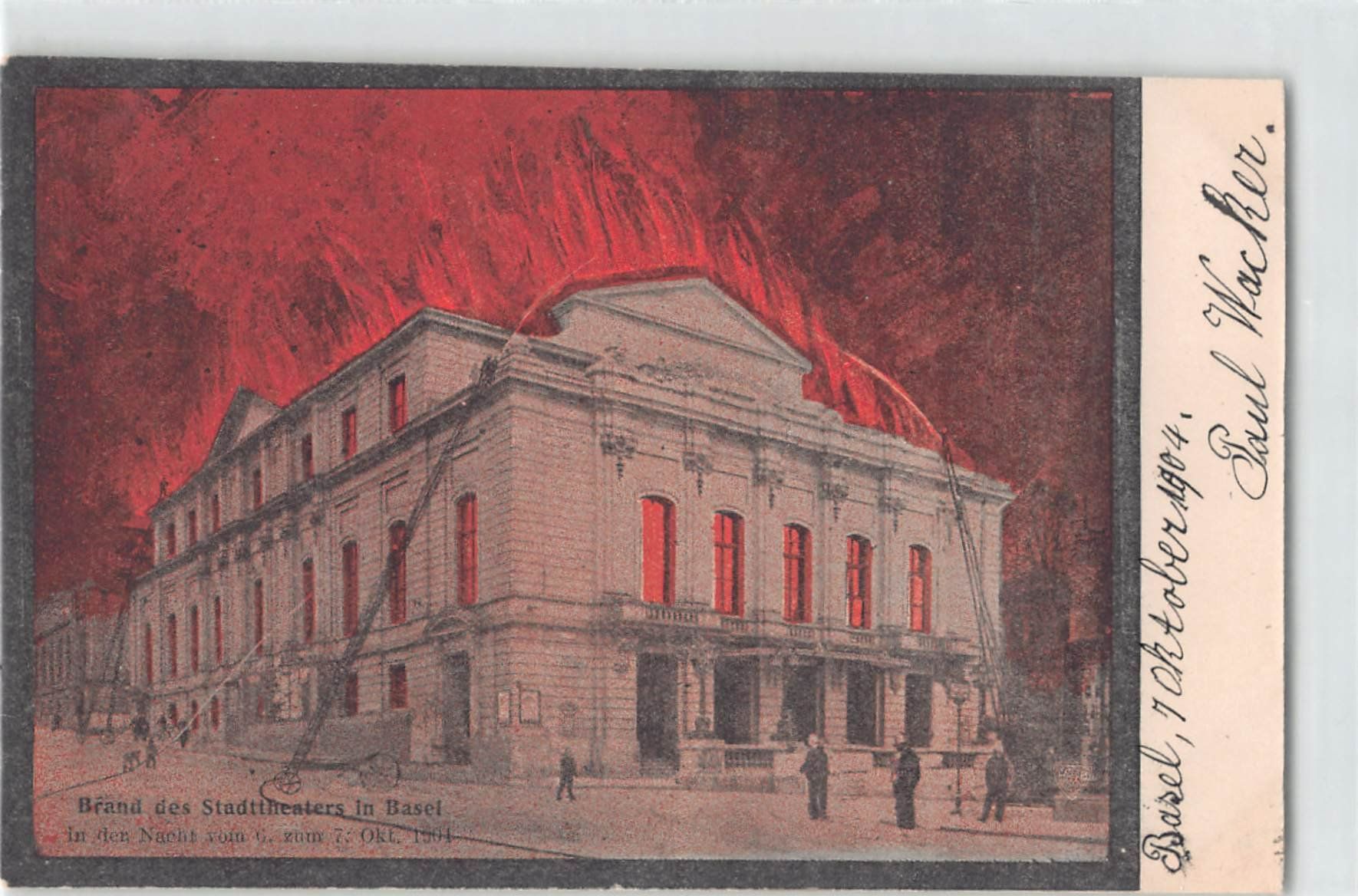 Ansichtskarten: Brand Stadttheater BASEL - 6./7.Okt. 1904 – Gebraucht aus Winterthur von SchatzchischtliWinti