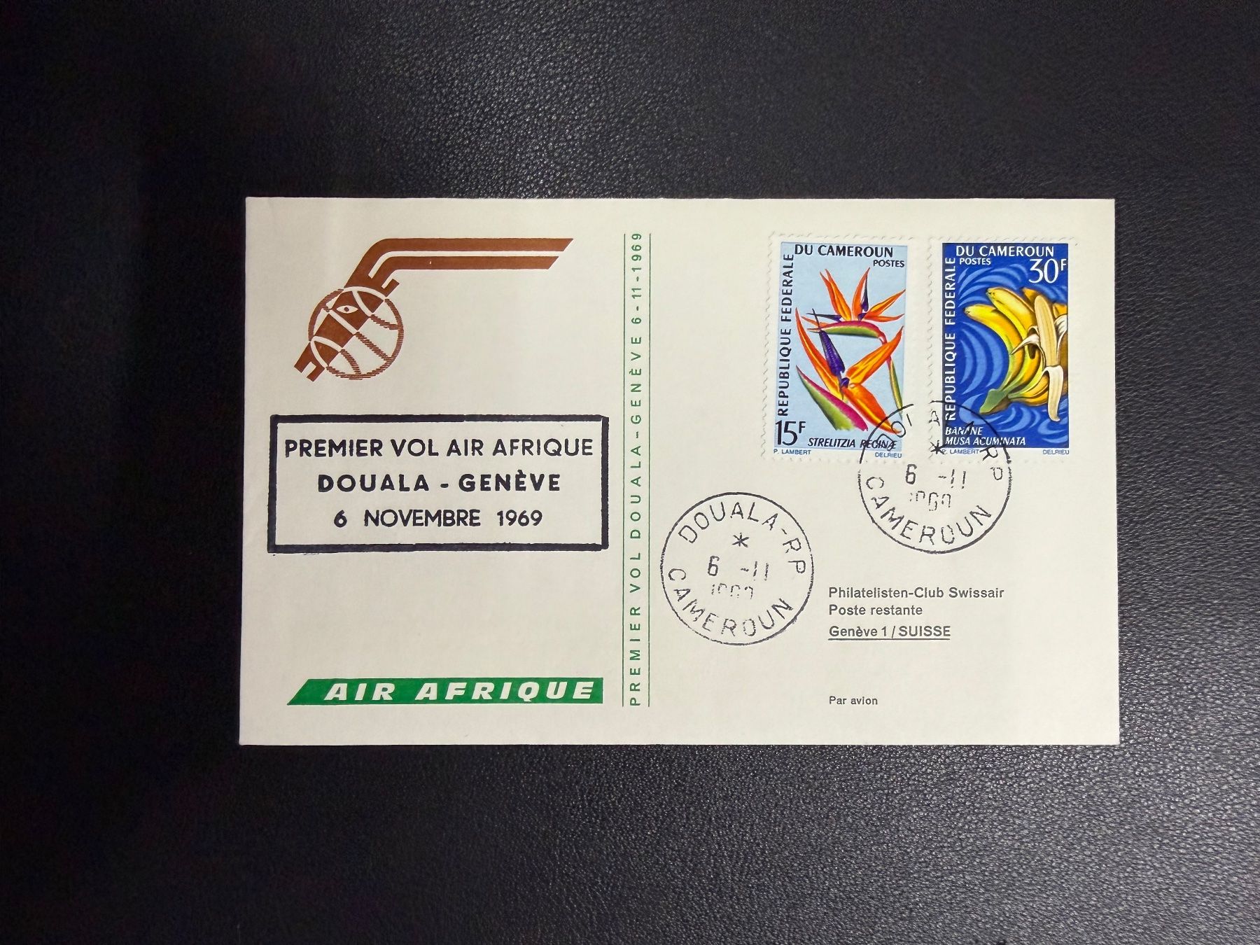 Tutti i francobolli: Air Afrique Erstflugbrief Douala - Genf 1969 – Usato da oberrüti venduto da jeanmei