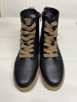 Boots d'hiver en cuir noir solides, taille 37 2/3