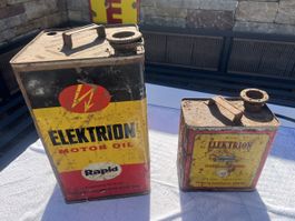 2x Elektrion Motor Oil Dosen Sammlung Sammlerstueck Dekorati