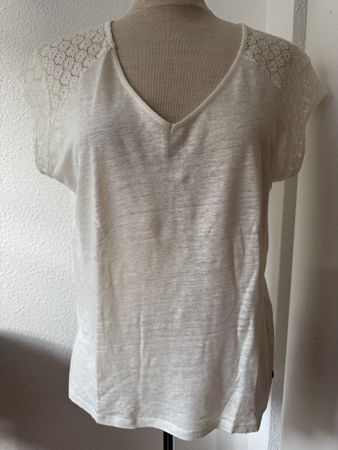 "Des Petits Hauts", T-shirt lin et dentelle, taille 1