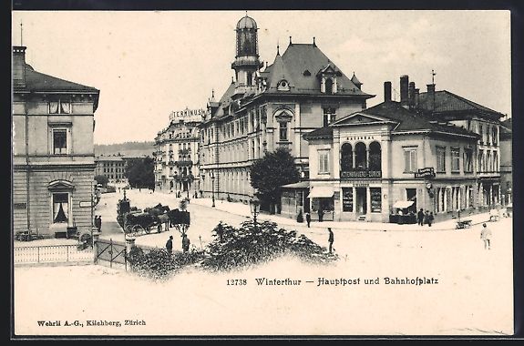 Ansichtskarten: Winterthur, Hauptpost und Bahnhofsplatz – Gebraucht aus Berlin von bartko-reher