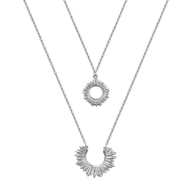 Catenine: Collier double argenté-Motifs soleil – Nuovo e nell'imballaggio originale da Gimel venduto da SimoneTata