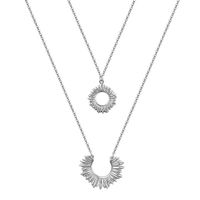 Collier double argenté-Motifs soleil