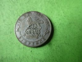Grossbritannien 1923, 6 Pence - Silber