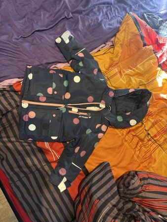 Kinderjacke H&M dunkelblau gepunktet mit Kapuze Gr 104