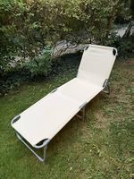 Sonnenliege klappbar, creme, mit Gesichtssonnenschutz