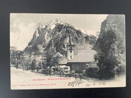 AK BE Grindelwald, Kirche und Wetterhorn