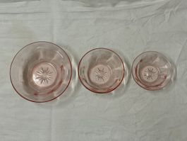Schalen Set, Rosa Glas, Vintage Design,