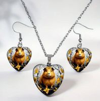 HALSKETTE UND OHRRINGE HERZFORM "MEERSCHWEINCHEN" NEU