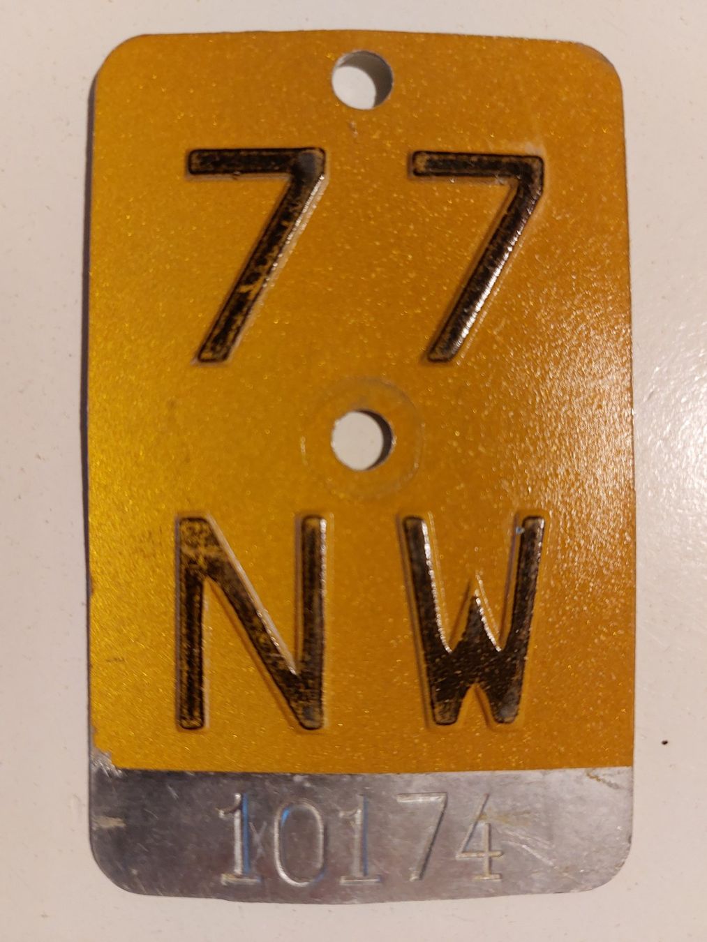 Sachs Insegne: Velonummer NW 77 gelb Mofanummer plaque Mofa – Usato da Schenkon venduto da Uhu007