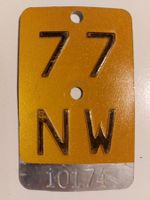 Velonummer NW 77 gelb Mofanummer plaque Mofa