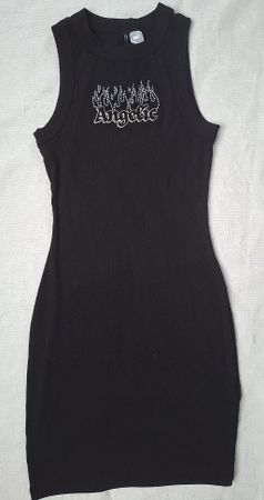 Enges Kleid schwarz Grösse XXS mit Aufdruck Angelic