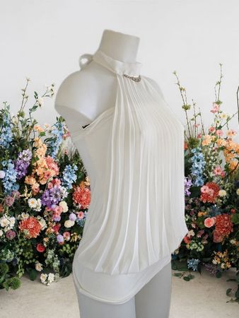 Elegantes plissiertes Neckholder-Top 