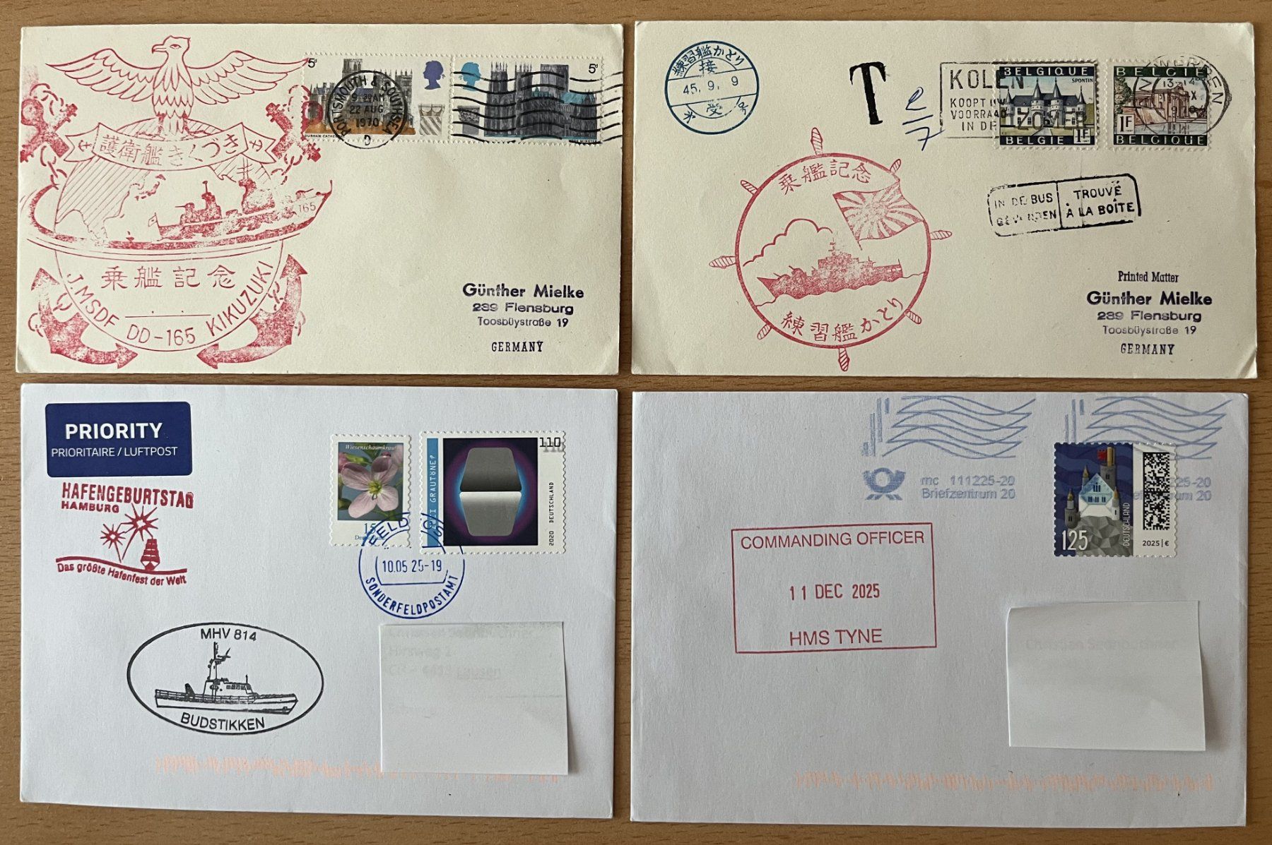 Alle Briefmarken: 4 Schiffspostbriefe - Marine Schiffe (W) – Gebraucht aus Lausen von Mondeo10628