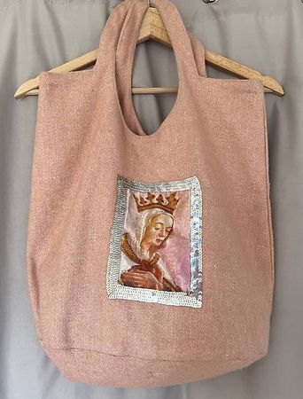 Sac besace rose paillettes argent