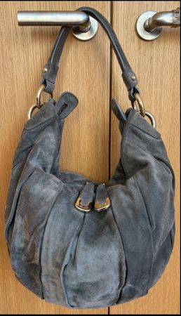 Bally Handtasche Wildleder grau guter Zustand