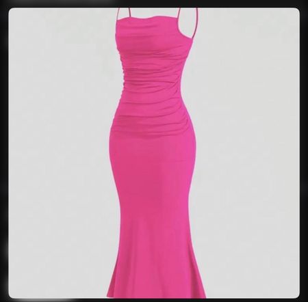 Pink ruched bodycon maxi dress #bodycon #party #eveningwear