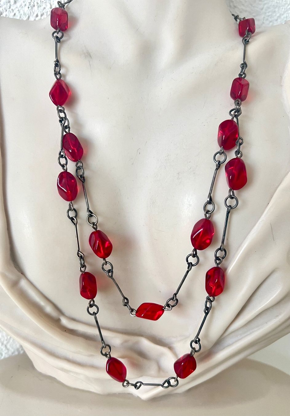 Autres bijoux: Vintage Kette & Brosche Rubinrot Glas leuchtendes Ensemble – D'occasion à Ruswil par artbyhand 9