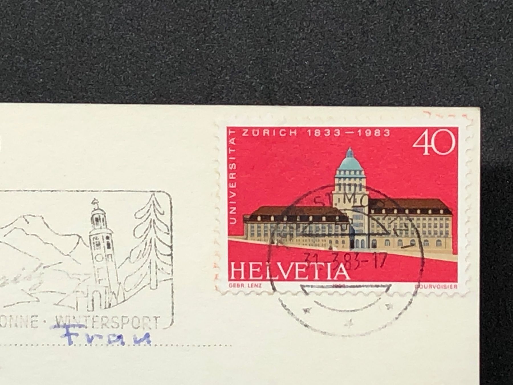 Cartoline postali: St. Moritz Dorf und Bad, 1850 m ü.M. – Usato da Widnau venduto da Brusi9 1