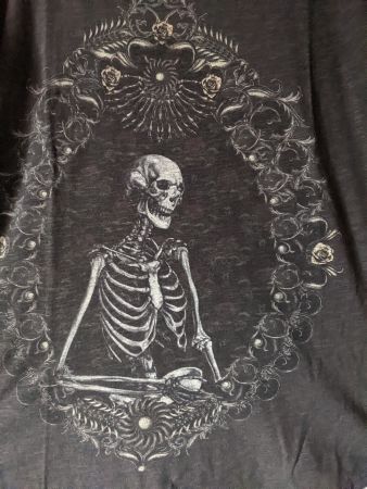 THE KOOPLES : T-shirt anthracite squelette/roses L-XL