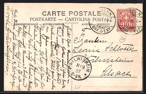 Cartoline postali: AK Luzern, Palace-Hotel, 1907 – Usato da Berlin venduto da bartko-reher 1