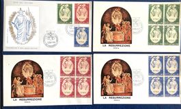 1969 Vatikan FDC + FDC im Viererblock Satz Die Auferstehung