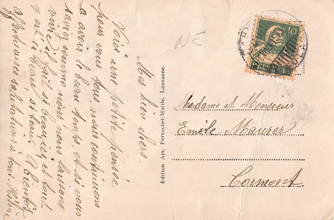 Cartoline postali: Souvenir de  CHEZ LE BART 1923 GORGIER – Usato da Winterthur venduto da SchatzchischtliWinti 1