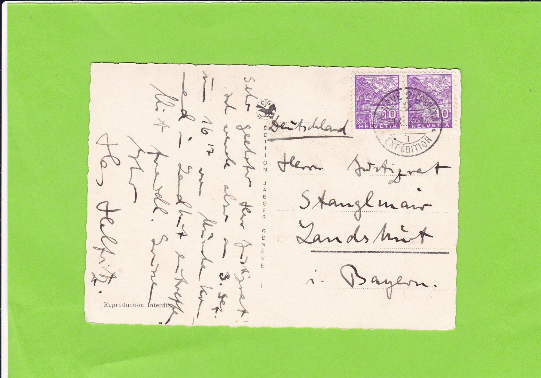 Cartoline postali: Genève-Ile J.J. Rousseau – Usato da St. Peterzell venduto da neckertal 1
