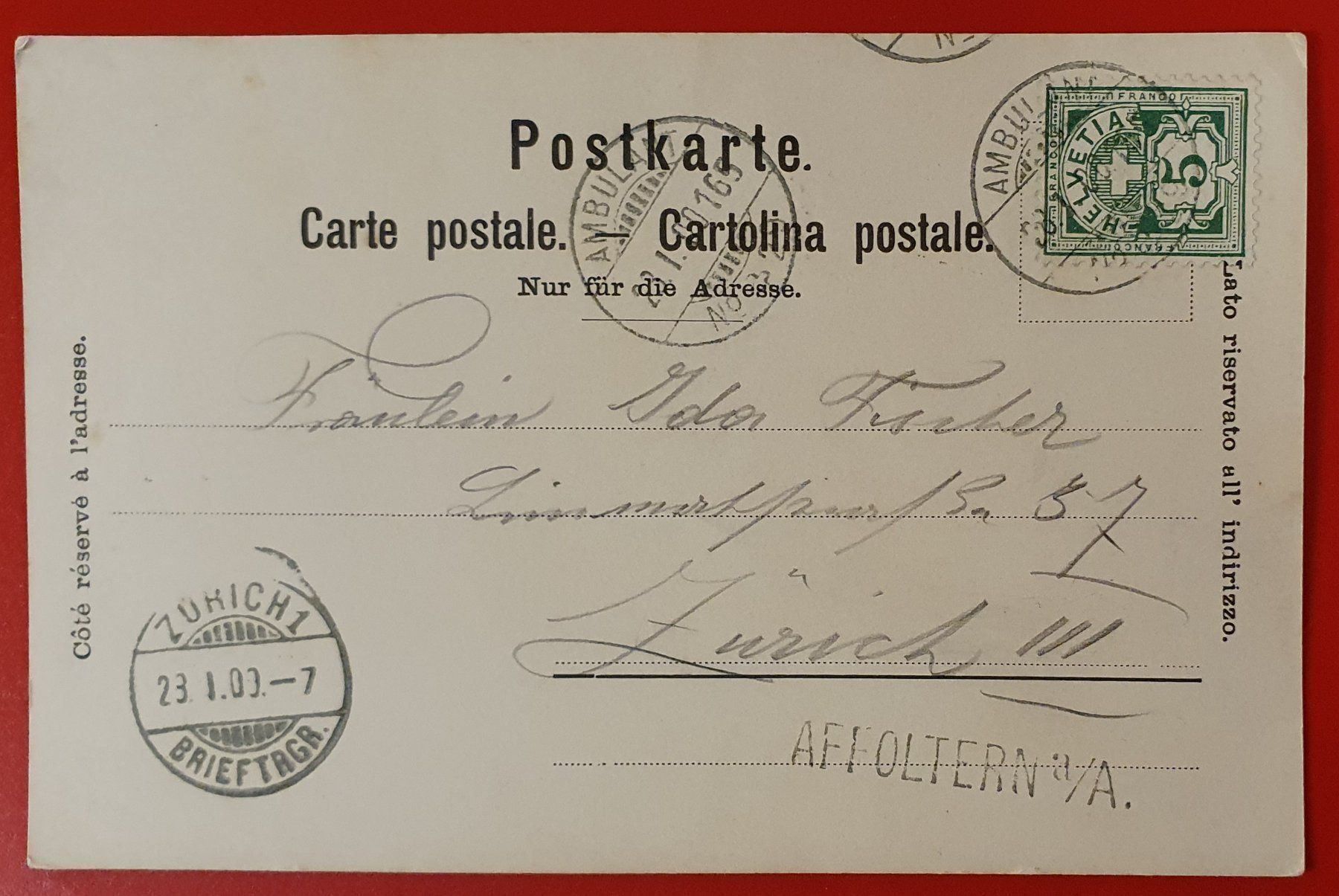 Ansichtskarten: Affoltern am Albis, Kurhaus Arche 1900 – Gebraucht aus Kreuzlingen von Rschweiz1 1