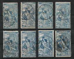 Lot 79A / 79B,  UPU 1900 25.Rp blau , gestempelt