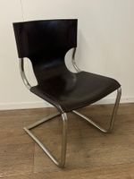 Freischwinger Stuhl, Chrom/Leder oder Kunstleder Braun
