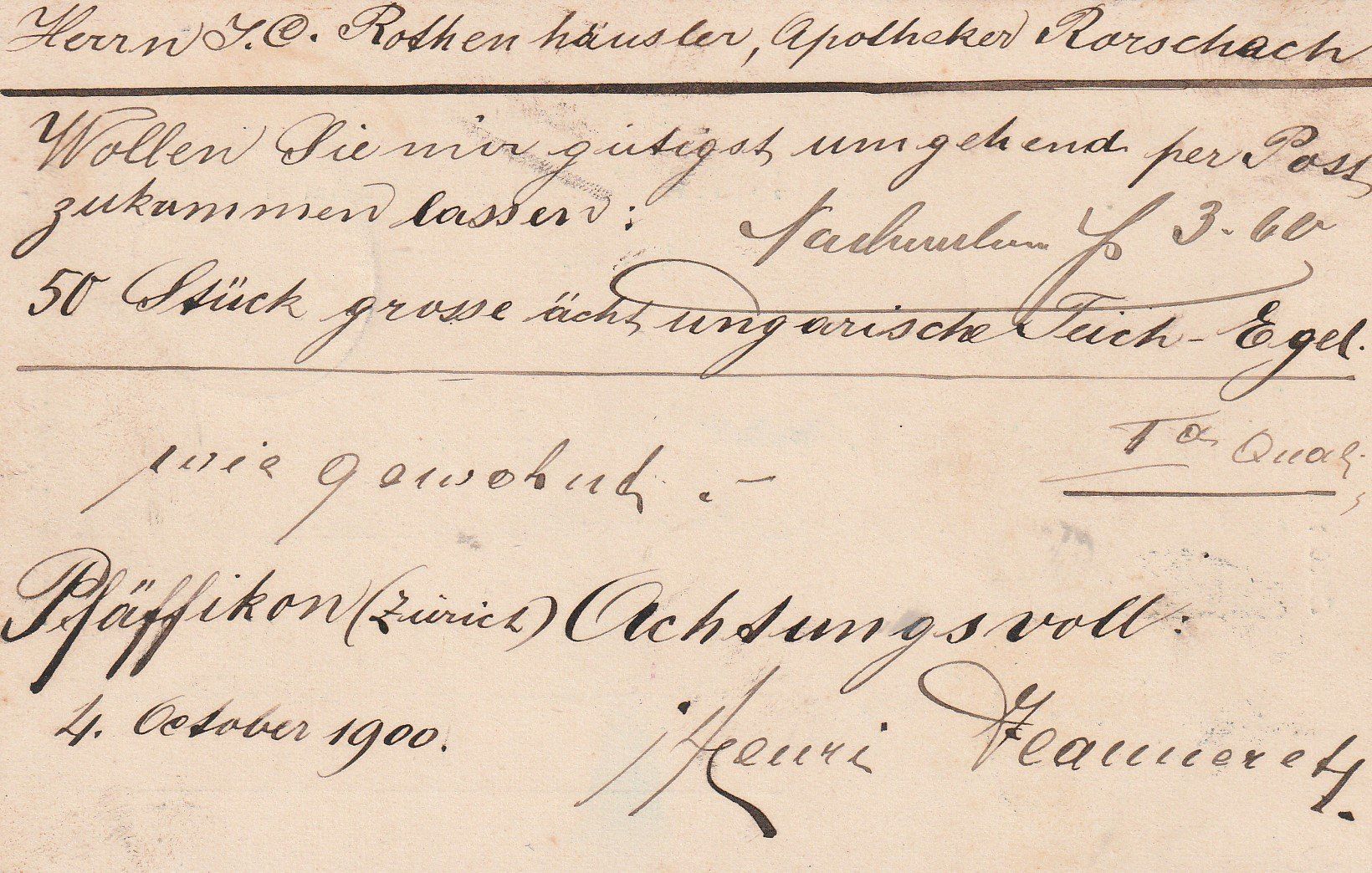 Cartes postales: Karte mit Bahnpoststempel -1900 – D'occasion à uttwil par Koehlerfred 1